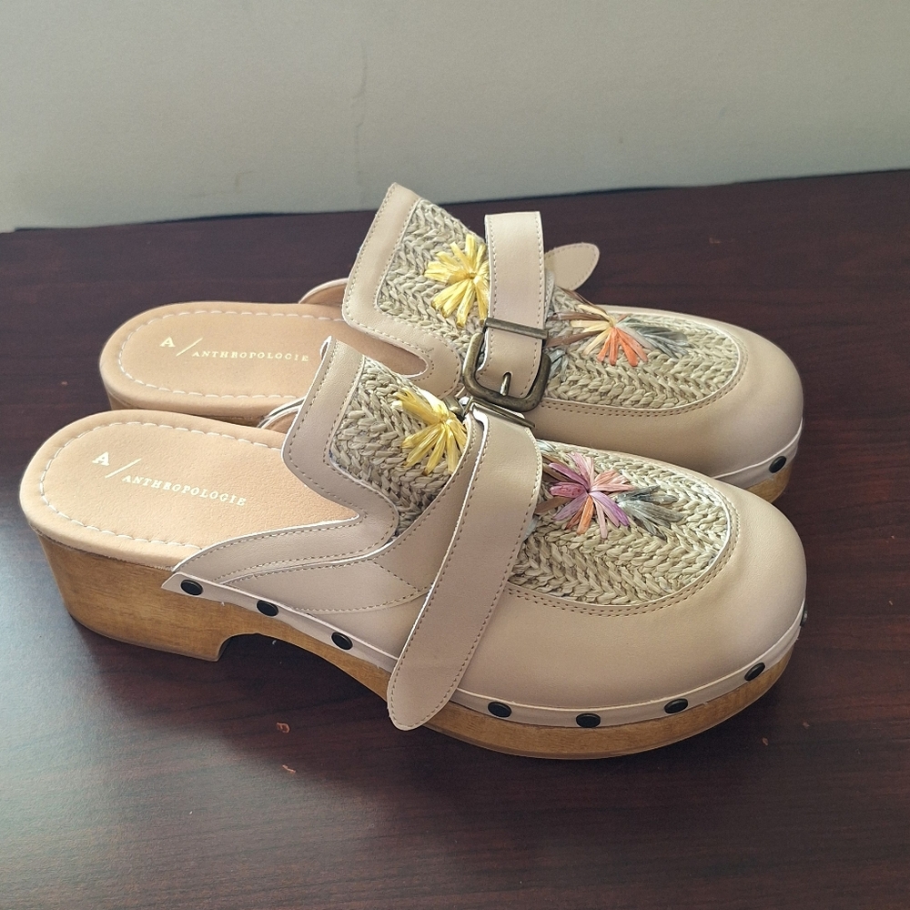 NWT Anthropologie Embroidered Mule Clogs
